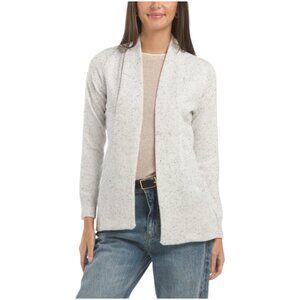 CHLOE & JASMINE Fleck Fine Gauge Open Front Cardigan With Pockets